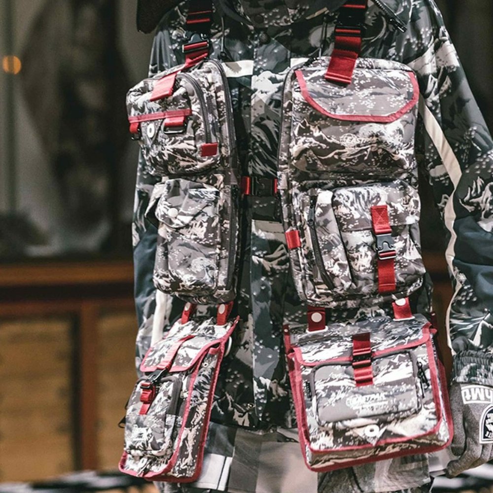 Mountaineering Nylon Chest Pack In Grey Camo